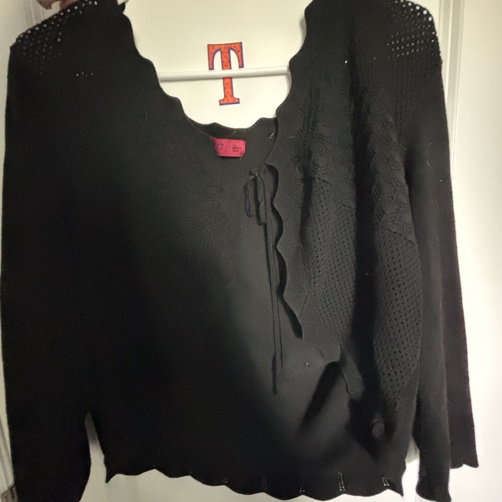 Black Scalloped Knit Sweater